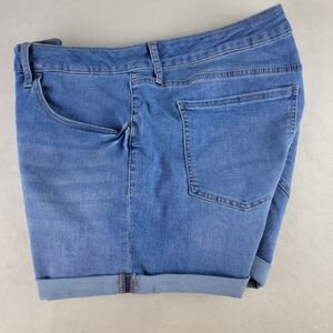 SO Goods For Life Womens Blue Denim Low Rise Midi Shorts 18/36W NWOT Rolled Cuff